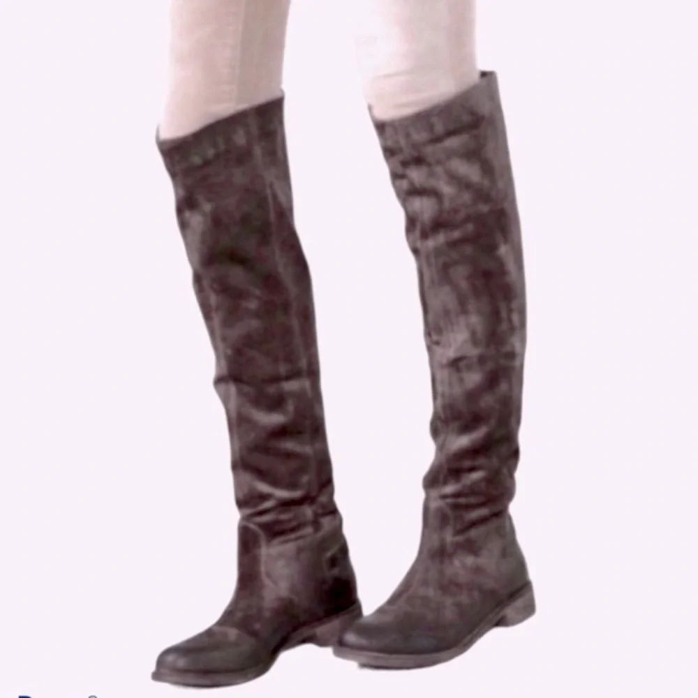 ANTHROPOLOGIE Boots BOUTIQUE 9 NICHOLA Tall Gray Brown Suede Leather Sizes 8